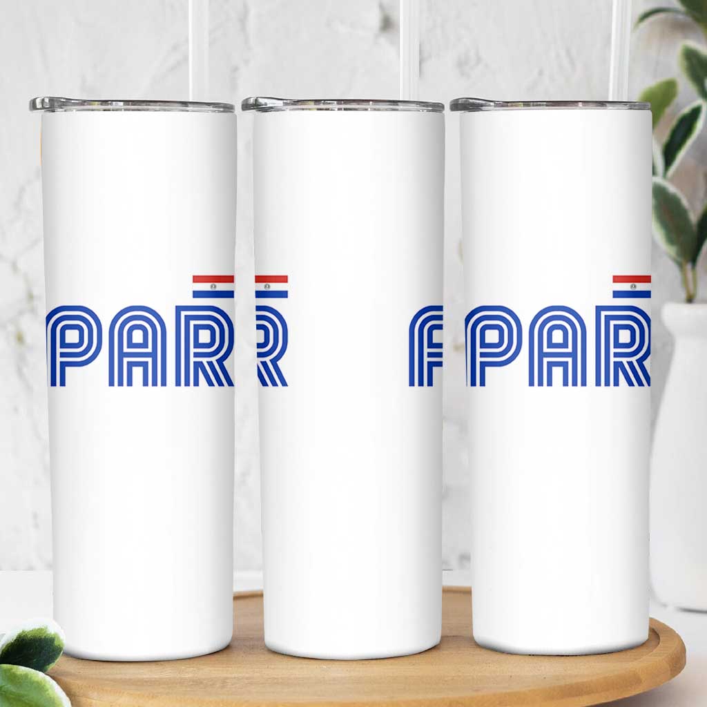Vintage Paraguay Skinny Tumbler Retro Typography Patriotic Paraguayan Pride Flag Graphic