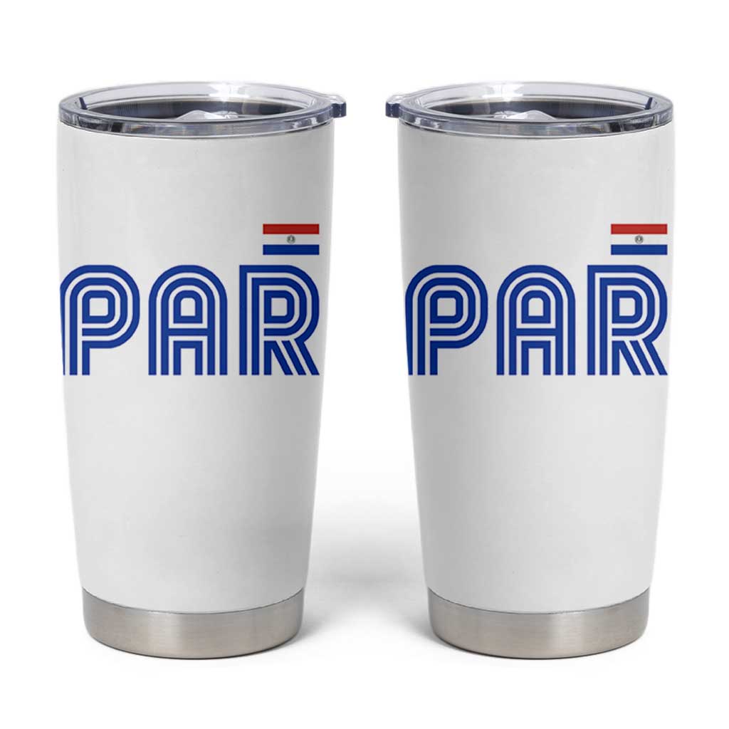 Vintage Paraguay Tumbler Cup Retro Typography Patriotic Paraguayan Pride Flag Graphic