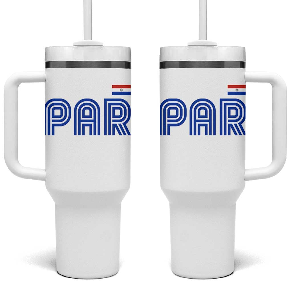 Vintage Paraguay Tumbler With Handle Retro Typography Patriotic Paraguayan Pride Flag Graphic