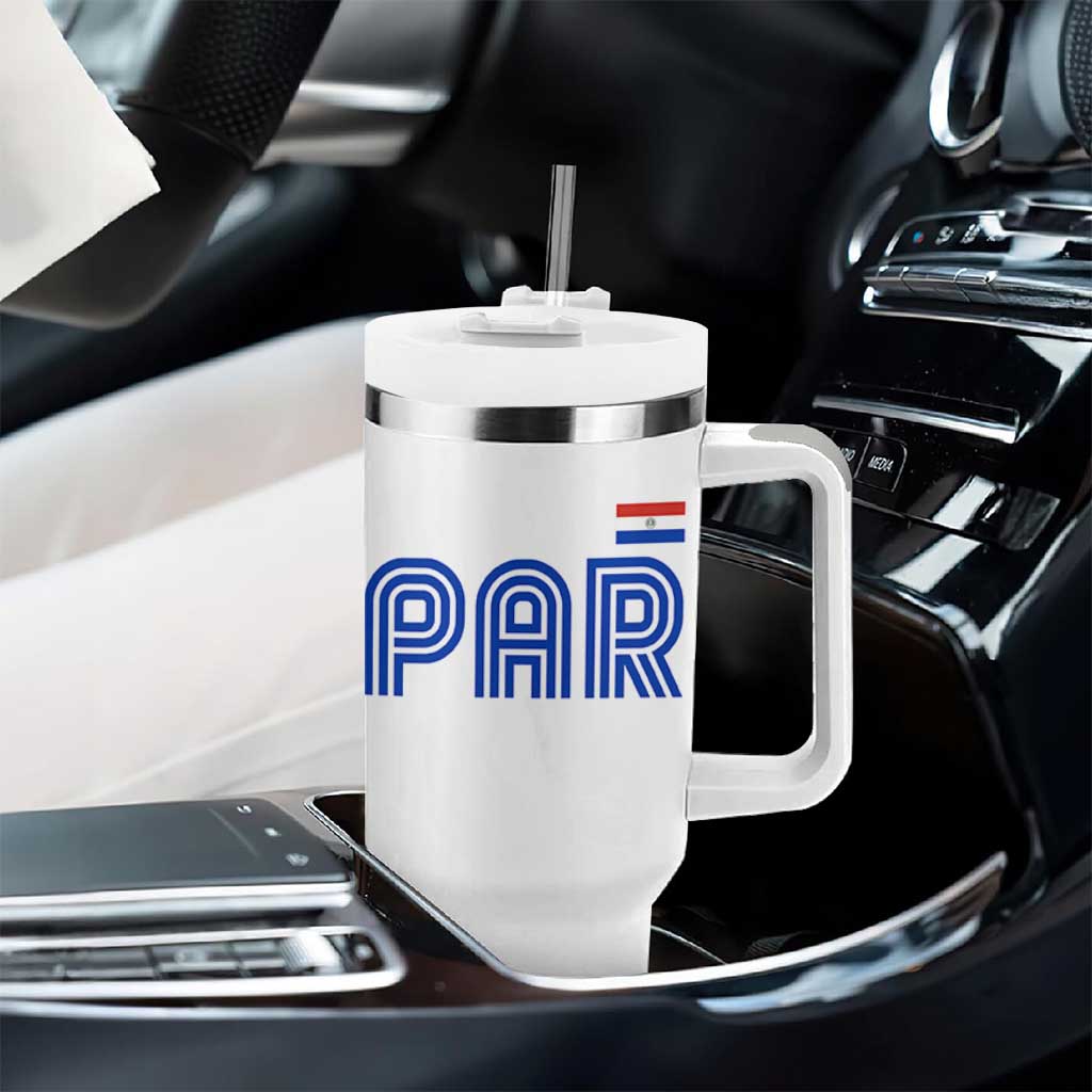 Vintage Paraguay Tumbler With Handle Retro Typography Patriotic Paraguayan Pride Flag Graphic