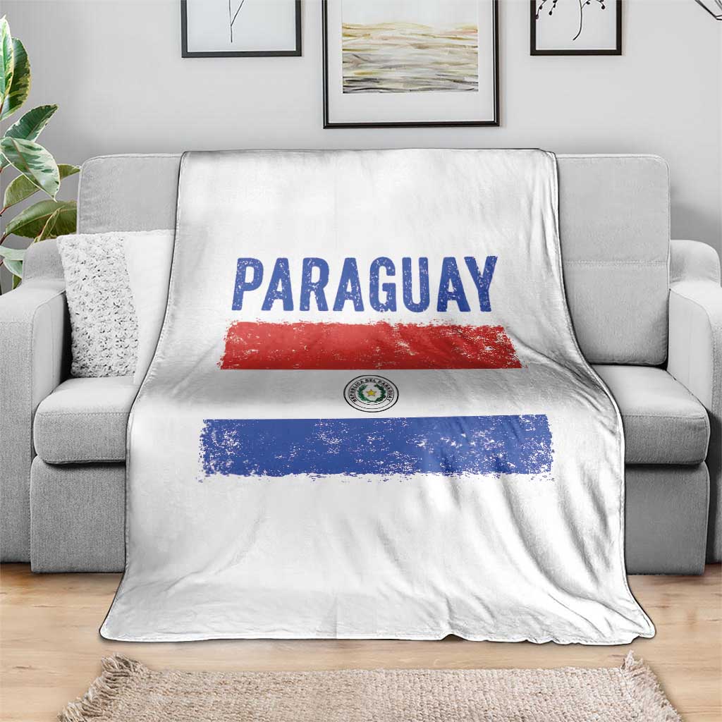 Vintage Paraguay Flag Distressed Paraguayan Pride Patriotic Soccer Fan Graphic Throw Blanket