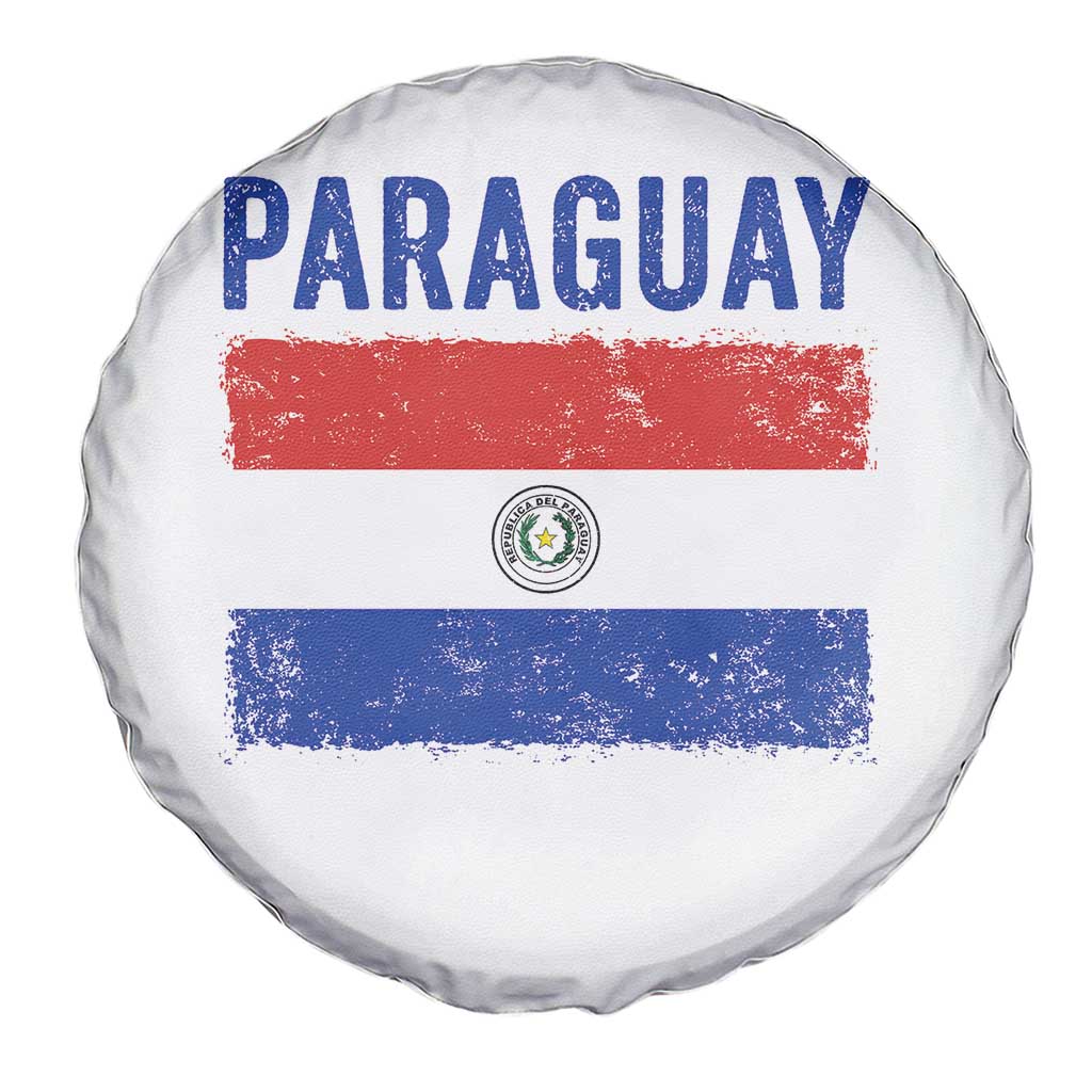 Vintage Paraguay Flag Distressed Paraguayan Pride Patriotic Soccer Fan Graphic Spare Tire Cover