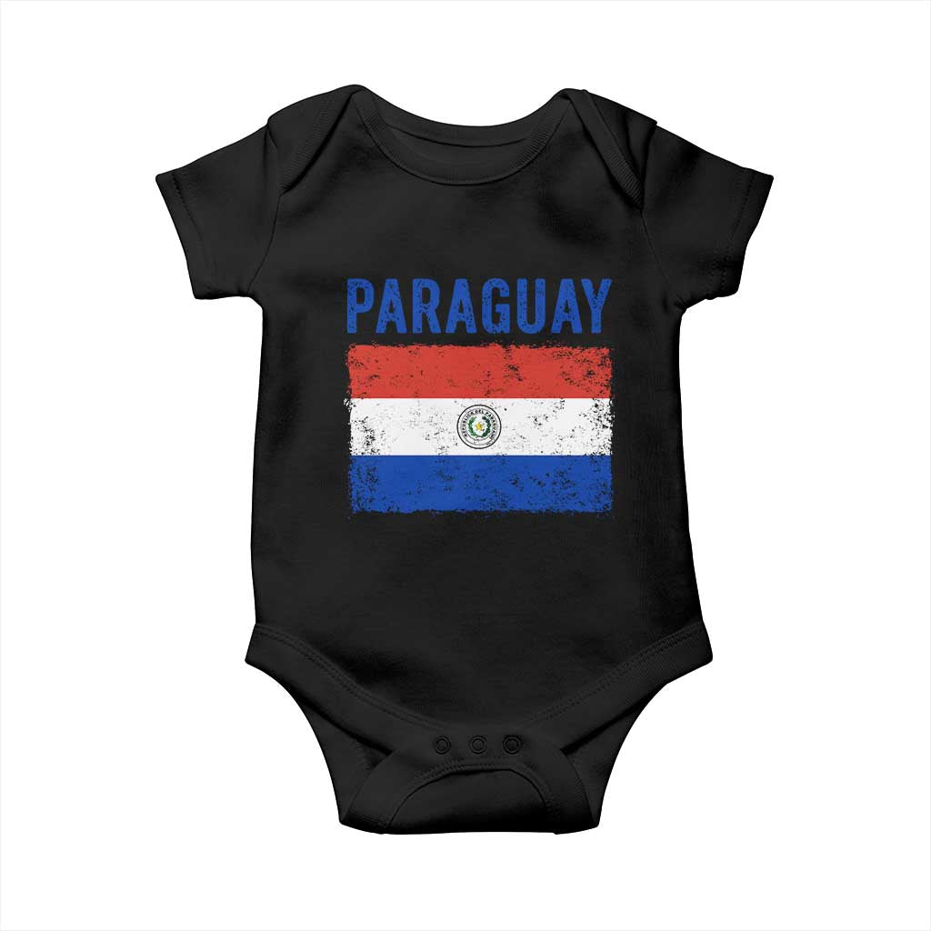 Vintage Paraguay Flag Distressed Paraguayan Pride Patriotic Soccer Fan Graphic Baby Onesie