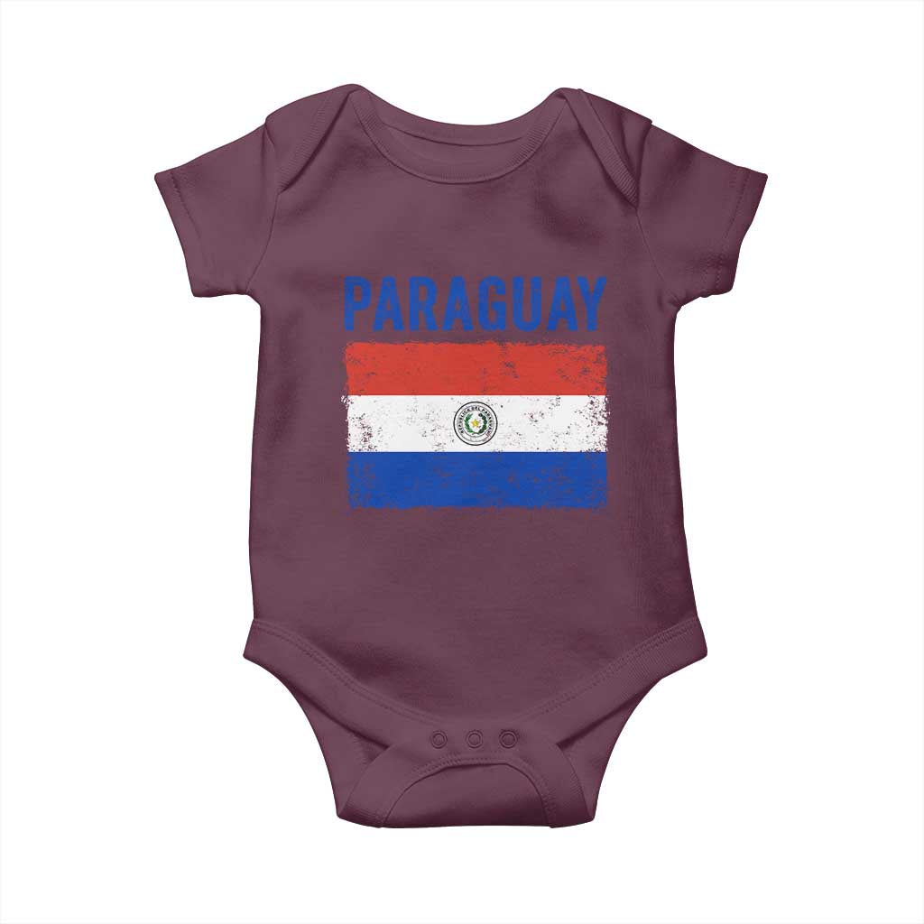 Vintage Paraguay Flag Distressed Paraguayan Pride Patriotic Soccer Fan Graphic Baby Onesie