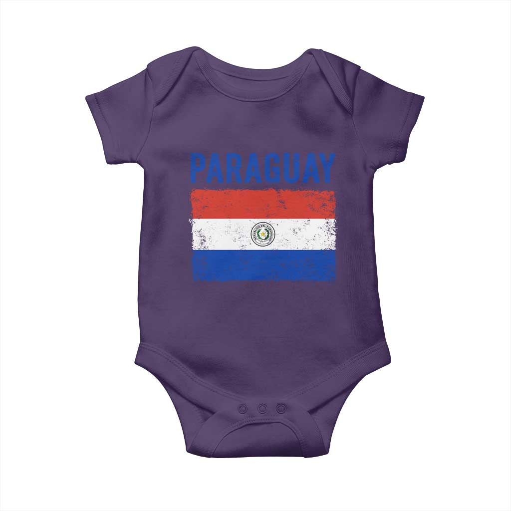 Vintage Paraguay Flag Distressed Paraguayan Pride Patriotic Soccer Fan Graphic Baby Onesie
