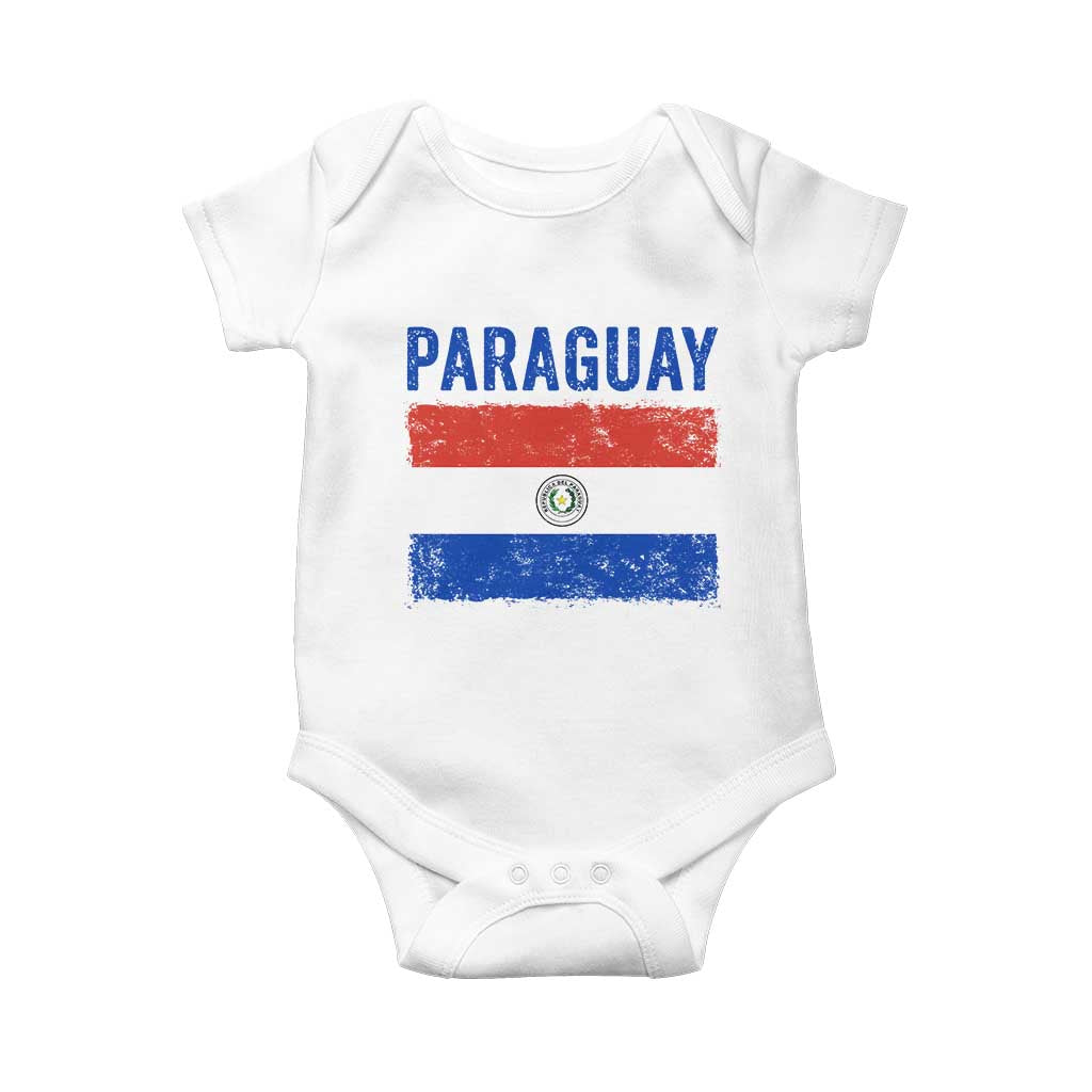 Vintage Paraguay Flag Distressed Paraguayan Pride Patriotic Soccer Fan Graphic Baby Onesie