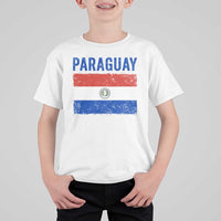 Vintage Paraguay Flag Distressed Paraguayan Pride Patriotic Soccer Fan Graphic T Shirt For Kid