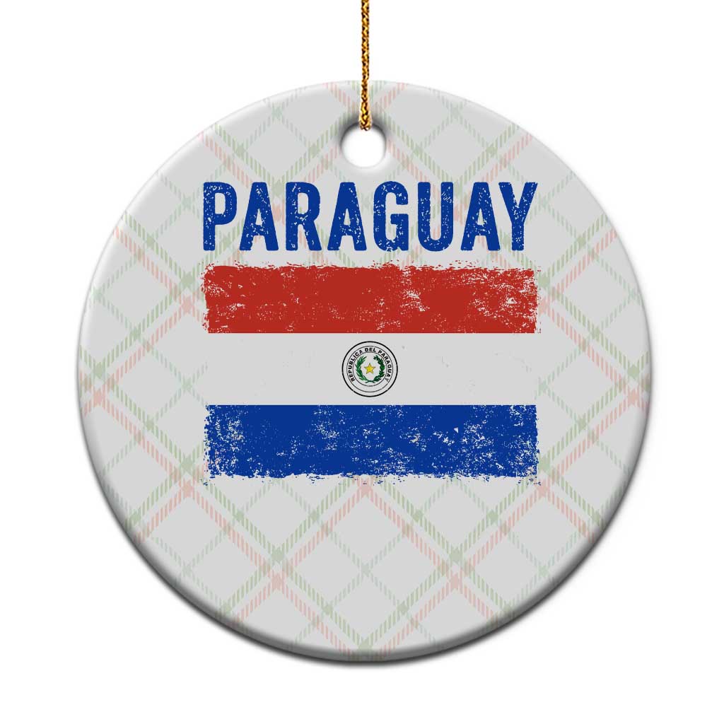 Vintage Paraguay Flag Distressed Paraguayan Pride Patriotic Soccer Fan Graphic Ceramic Ornament