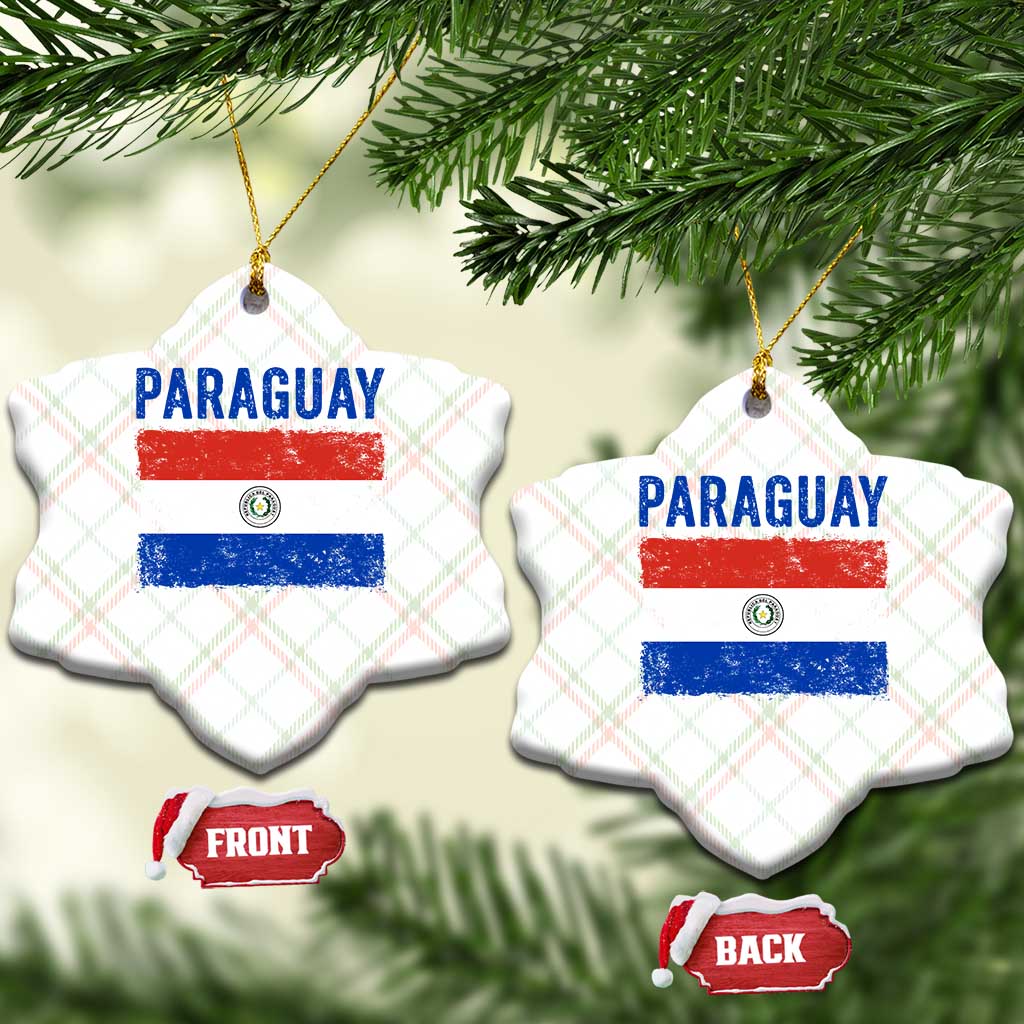 Vintage Paraguay Flag Distressed Paraguayan Pride Patriotic Soccer Fan Graphic Ceramic Ornament