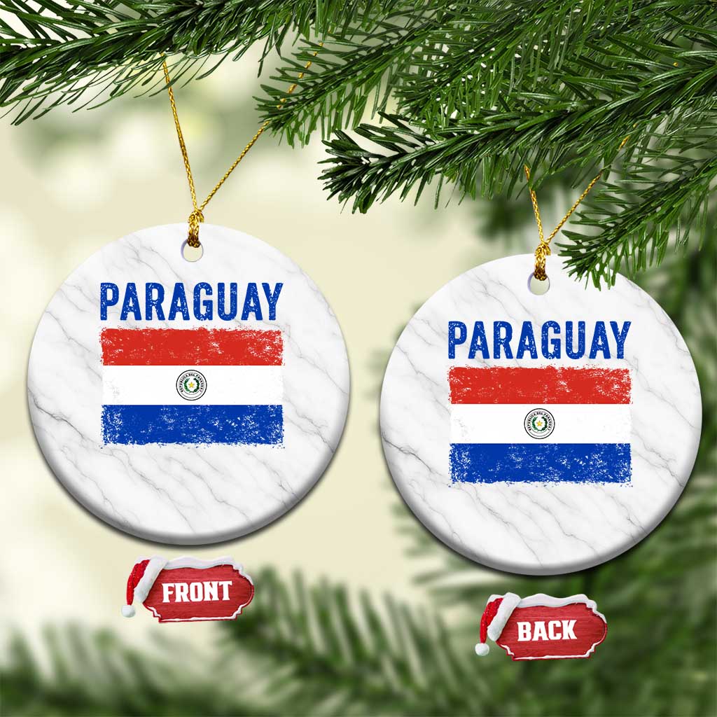 Vintage Paraguay Flag Distressed Paraguayan Pride Patriotic Soccer Fan Graphic Ceramic Ornament
