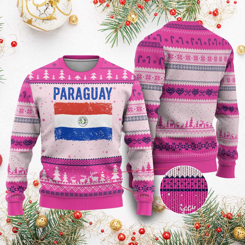 Vintage Paraguay Flag Distressed Paraguayan Pride Patriotic Soccer Fan Graphic Ugly Christmas Sweater