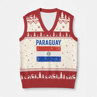 Vintage Paraguay Flag Distressed Paraguayan Pride Patriotic Soccer Fan Graphic V-Neck Knit Sweater Vest