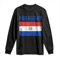 Vintage Paraguay Flag Distressed Paraguayan Pride Patriotic Soccer Fan Graphic Long Sleeve Shirt