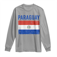 Vintage Paraguay Flag Distressed Paraguayan Pride Patriotic Soccer Fan Graphic Long Sleeve Shirt