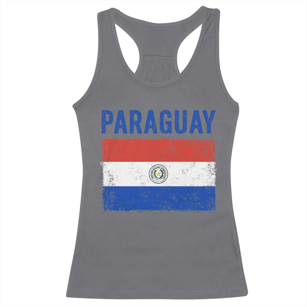 Vintage Paraguay Flag Distressed Paraguayan Pride Patriotic Soccer Fan Graphic Racerback Tank Top