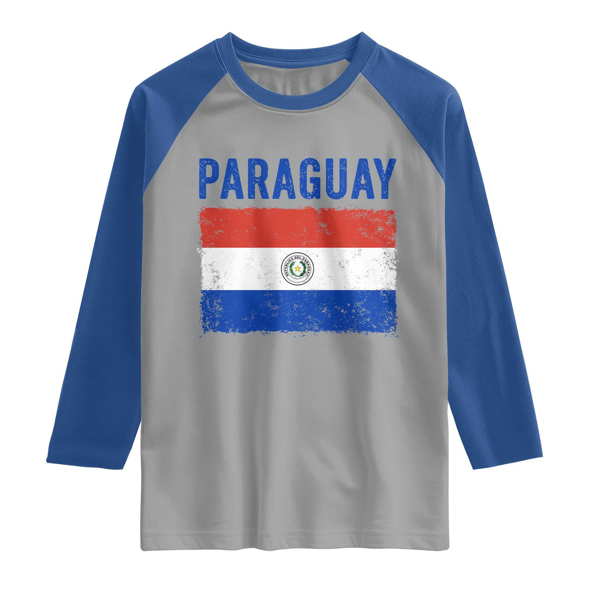 Vintage Paraguay Flag Distressed Paraguayan Pride Patriotic Soccer Fan Graphic Raglan Shirt