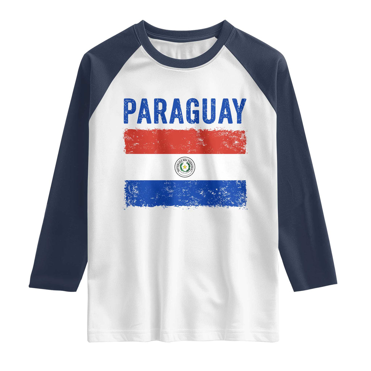 Vintage Paraguay Flag Distressed Paraguayan Pride Patriotic Soccer Fan Graphic Raglan Shirt