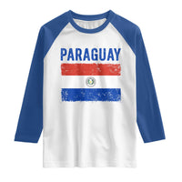 Vintage Paraguay Flag Distressed Paraguayan Pride Patriotic Soccer Fan Graphic Raglan Shirt