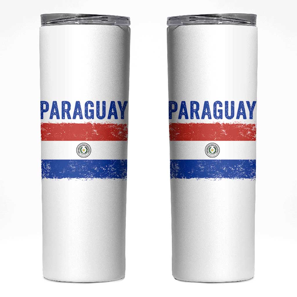Vintage Paraguay Flag Distressed Paraguayan Pride Patriotic Soccer Fan Graphic Skinny Tumbler