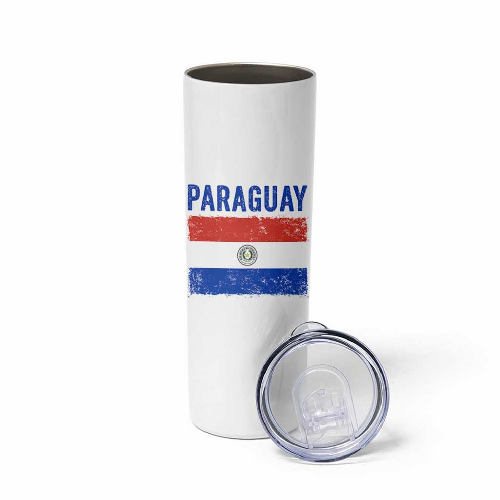 Vintage Paraguay Flag Distressed Paraguayan Pride Patriotic Soccer Fan Graphic Skinny Tumbler