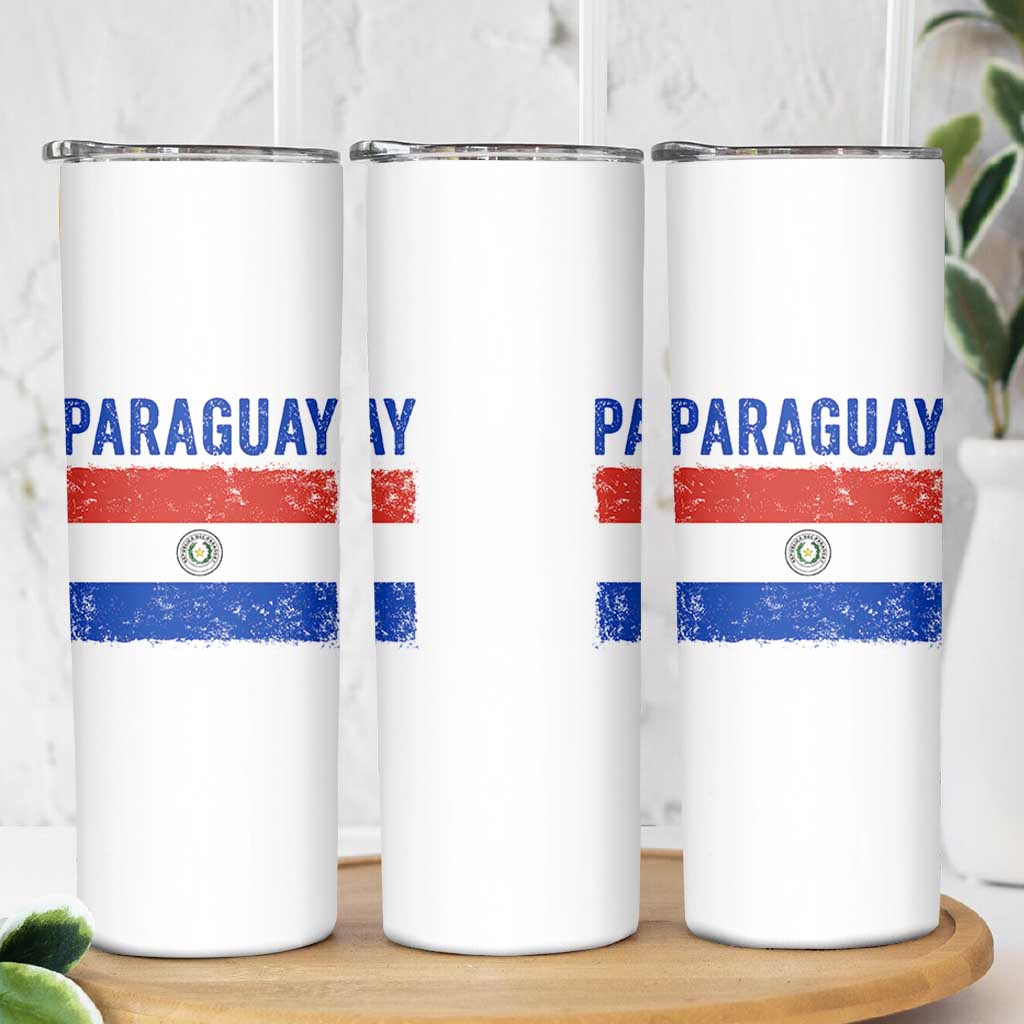 Vintage Paraguay Flag Distressed Paraguayan Pride Patriotic Soccer Fan Graphic Skinny Tumbler