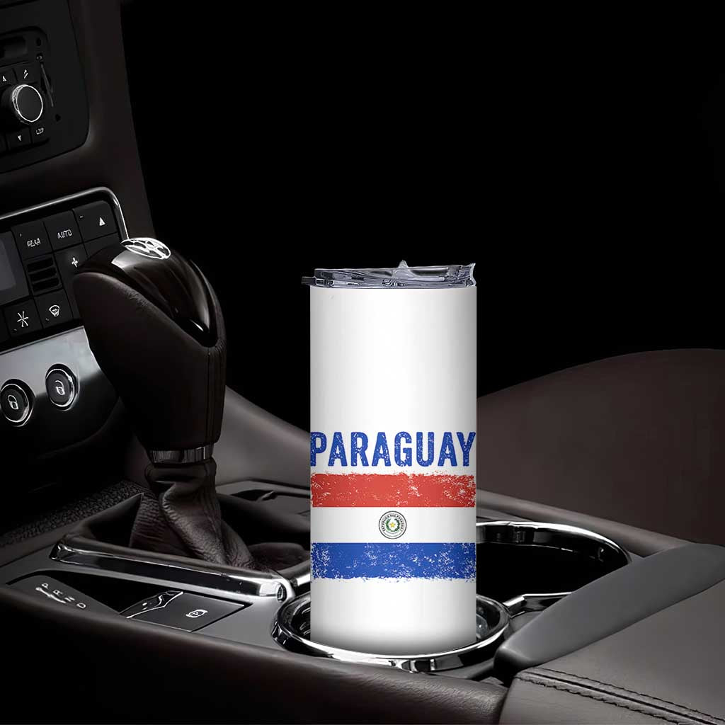 Vintage Paraguay Flag Distressed Paraguayan Pride Patriotic Soccer Fan Graphic Skinny Tumbler