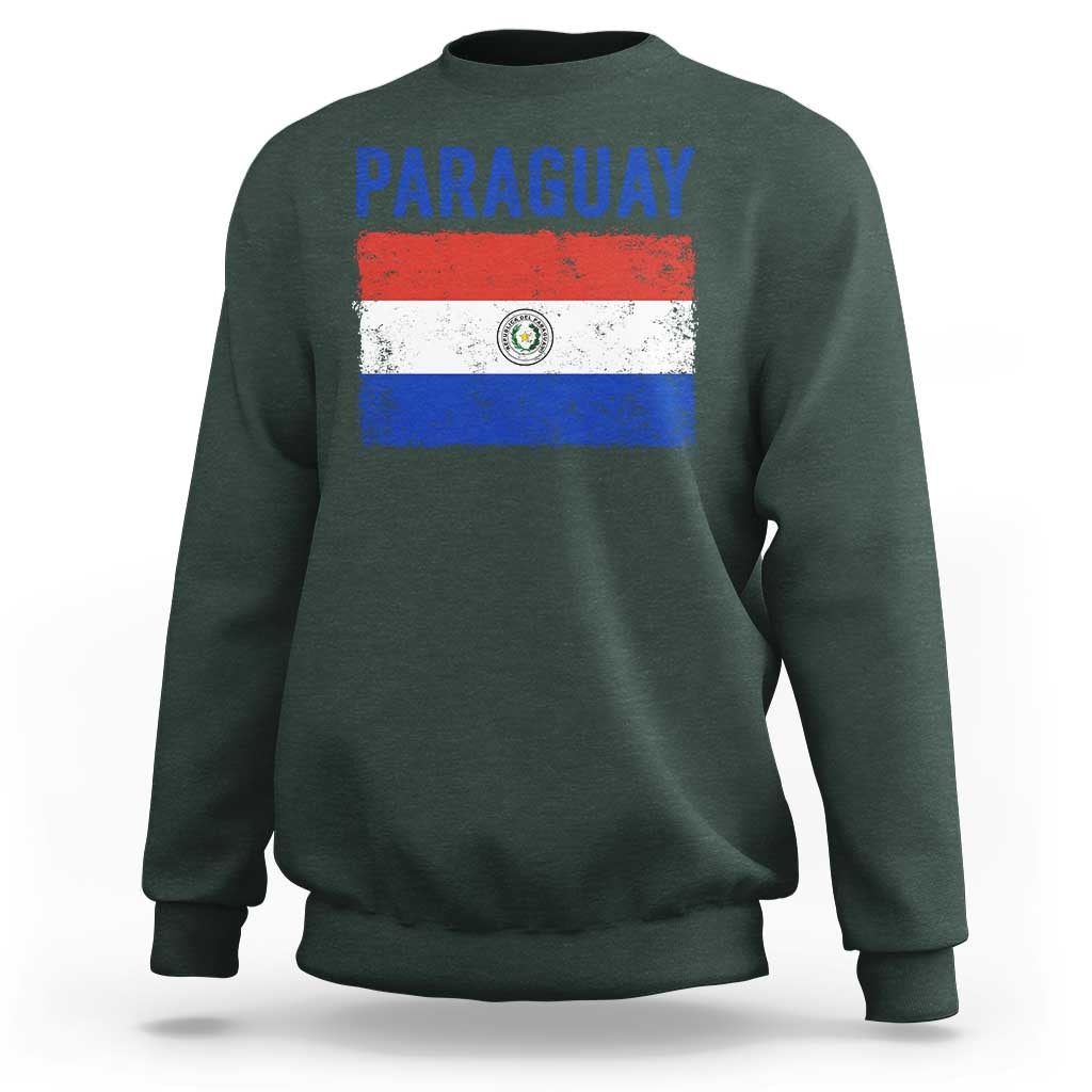 Vintage Paraguay Flag Distressed Paraguayan Pride Patriotic Soccer Fan Graphic Sweatshirt