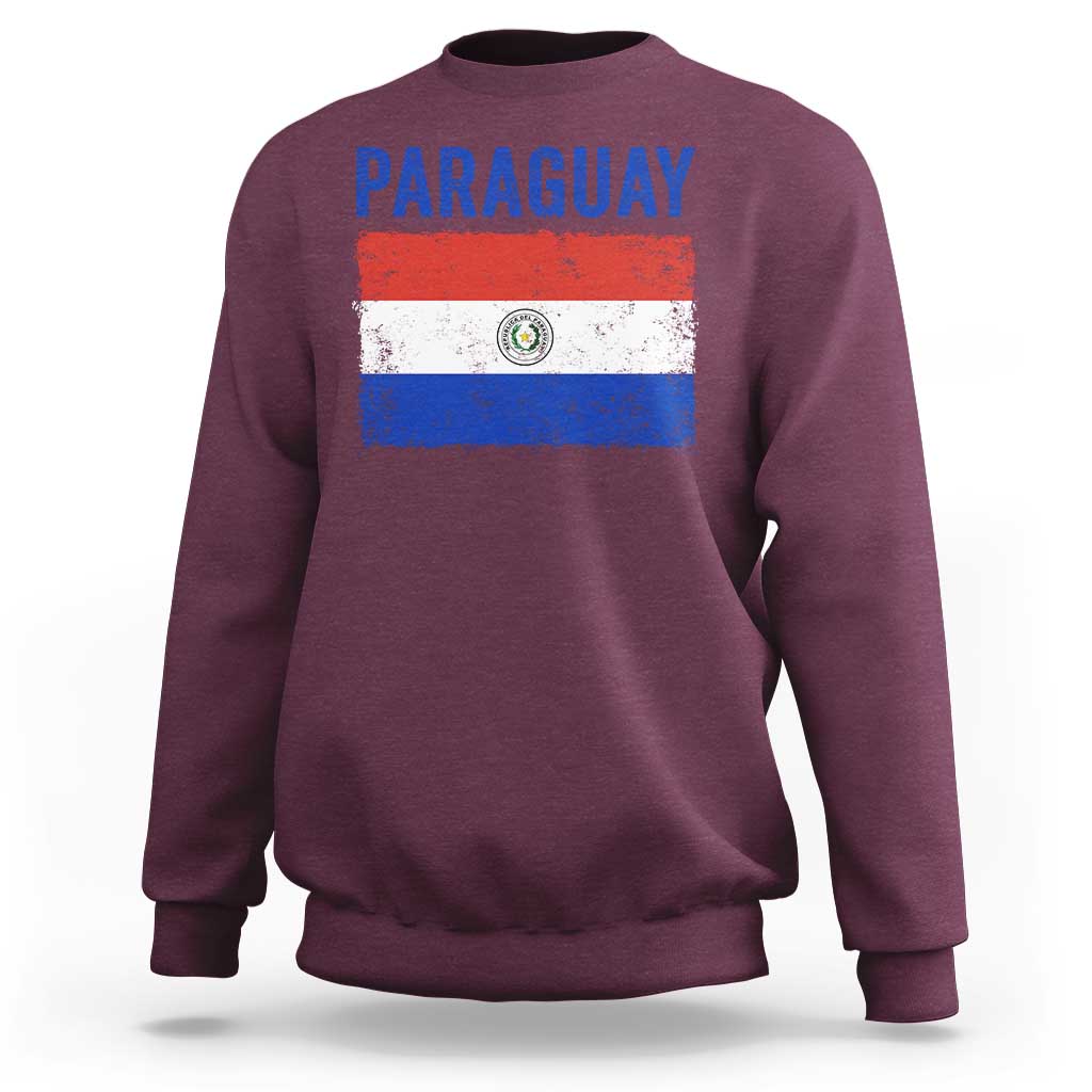 Vintage Paraguay Flag Distressed Paraguayan Pride Patriotic Soccer Fan Graphic Sweatshirt