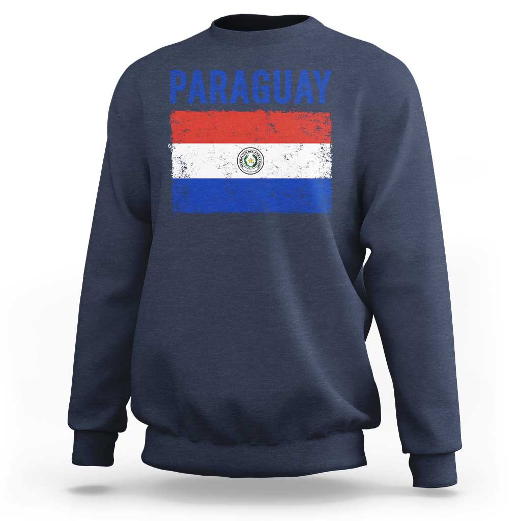 Vintage Paraguay Flag Distressed Paraguayan Pride Patriotic Soccer Fan Graphic Sweatshirt