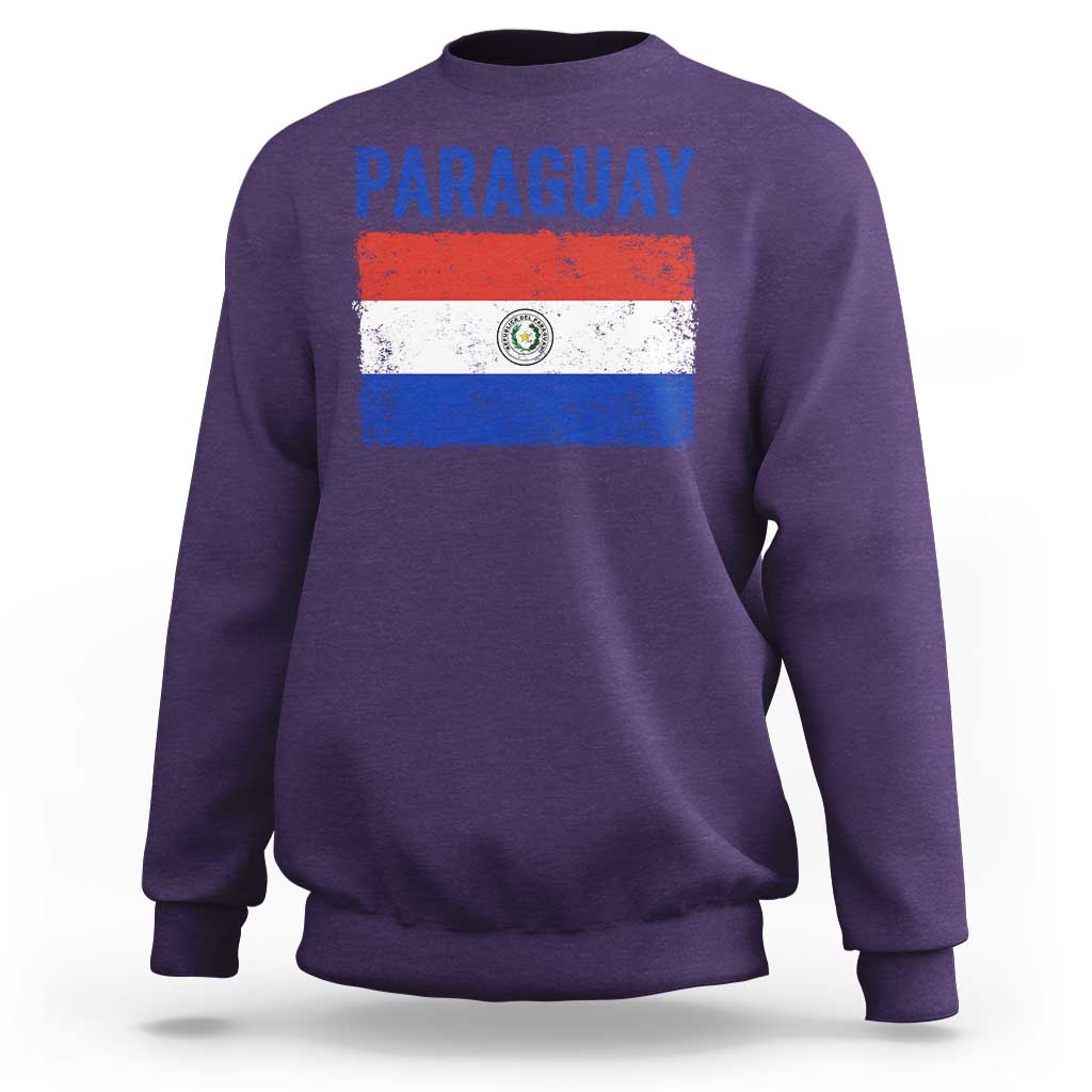 Vintage Paraguay Flag Distressed Paraguayan Pride Patriotic Soccer Fan Graphic Sweatshirt
