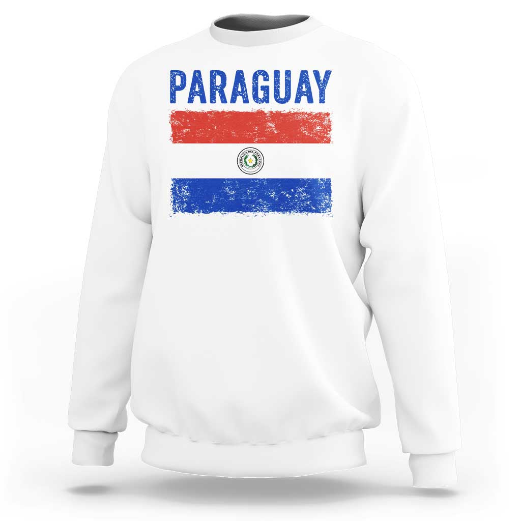 Vintage Paraguay Flag Distressed Paraguayan Pride Patriotic Soccer Fan Graphic Sweatshirt