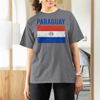 Vintage Paraguay Flag Distressed Paraguayan Pride Patriotic Soccer Fan Graphic T Shirt For Women