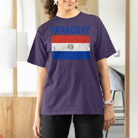 Vintage Paraguay Flag Distressed Paraguayan Pride Patriotic Soccer Fan Graphic T Shirt For Women