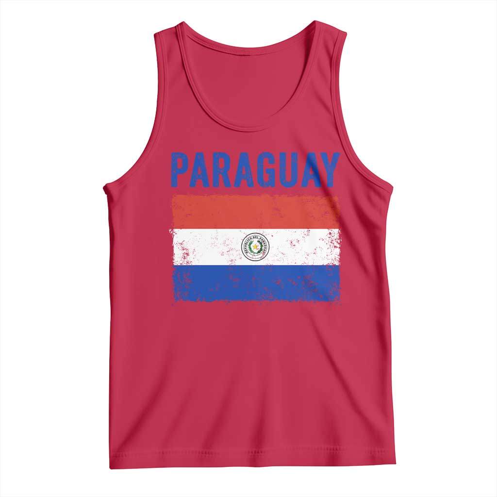 Vintage Paraguay Flag Distressed Paraguayan Pride Patriotic Soccer Fan Graphic Tank Top