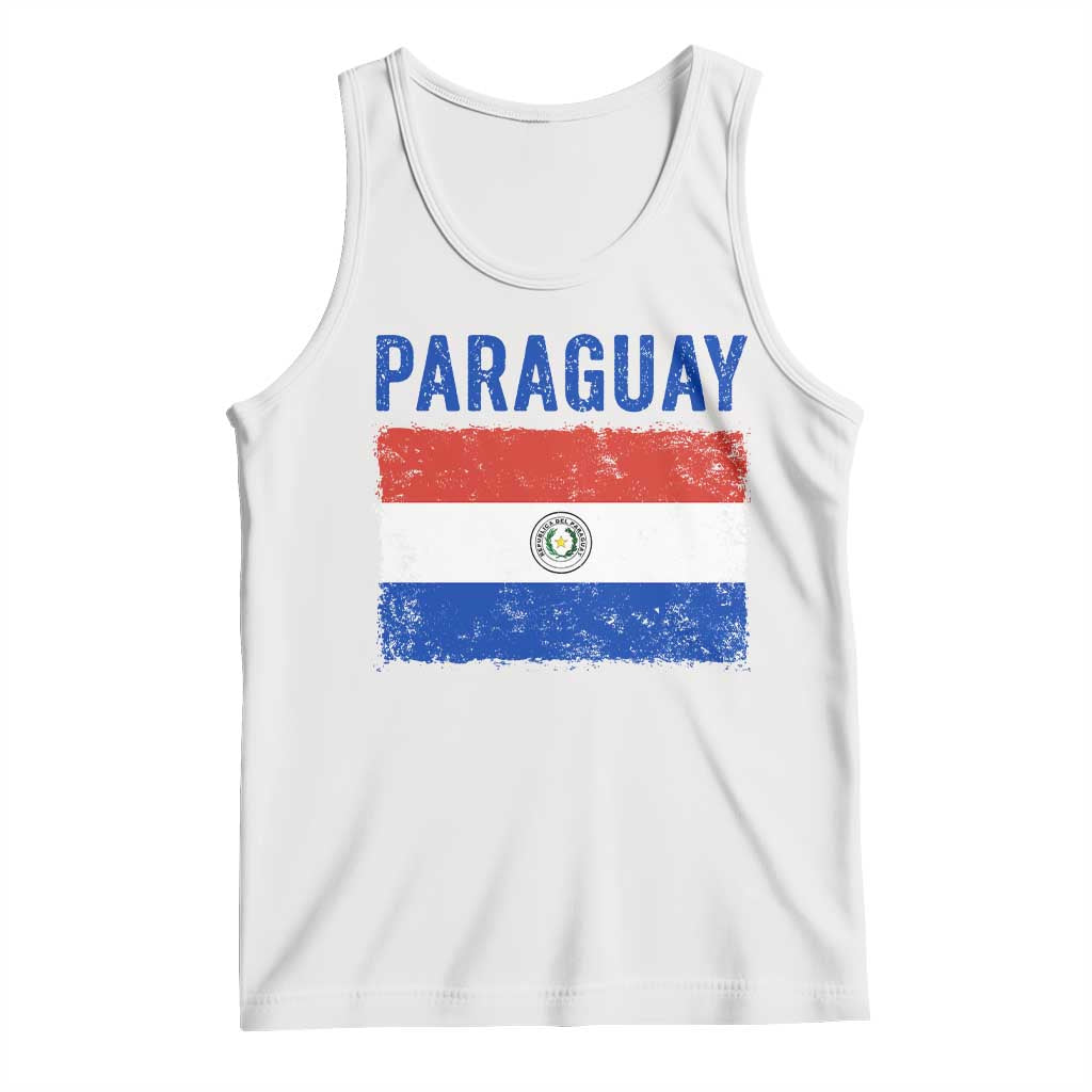 Vintage Paraguay Flag Distressed Paraguayan Pride Patriotic Soccer Fan Graphic Tank Top