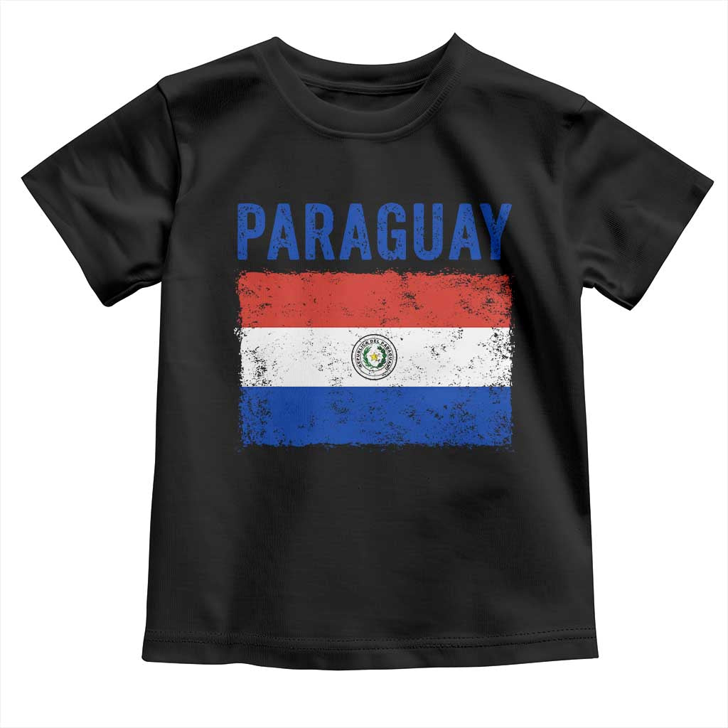Vintage Paraguay Flag Distressed Paraguayan Pride Patriotic Soccer Fan Graphic Toddler T Shirt