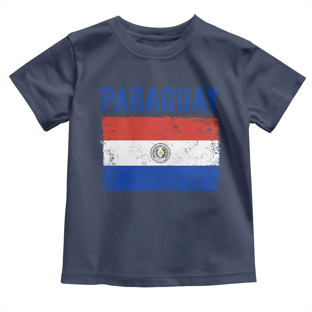 Vintage Paraguay Flag Distressed Paraguayan Pride Patriotic Soccer Fan Graphic Toddler T Shirt