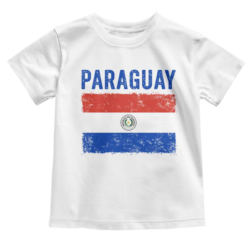Vintage Paraguay Flag Distressed Paraguayan Pride Patriotic Soccer Fan Graphic Toddler T Shirt