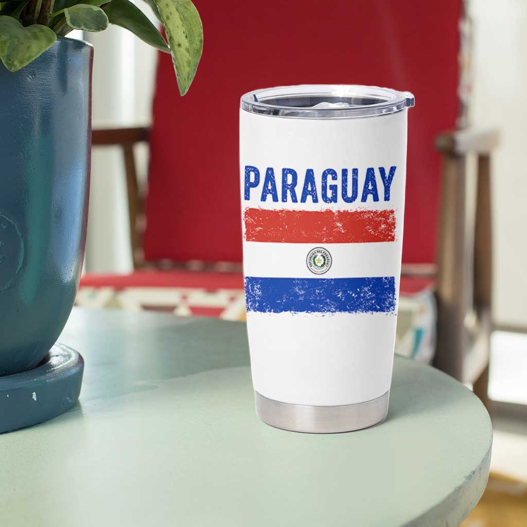 Vintage Paraguay Flag Distressed Paraguayan Pride Patriotic Soccer Fan Graphic Tumbler Cup