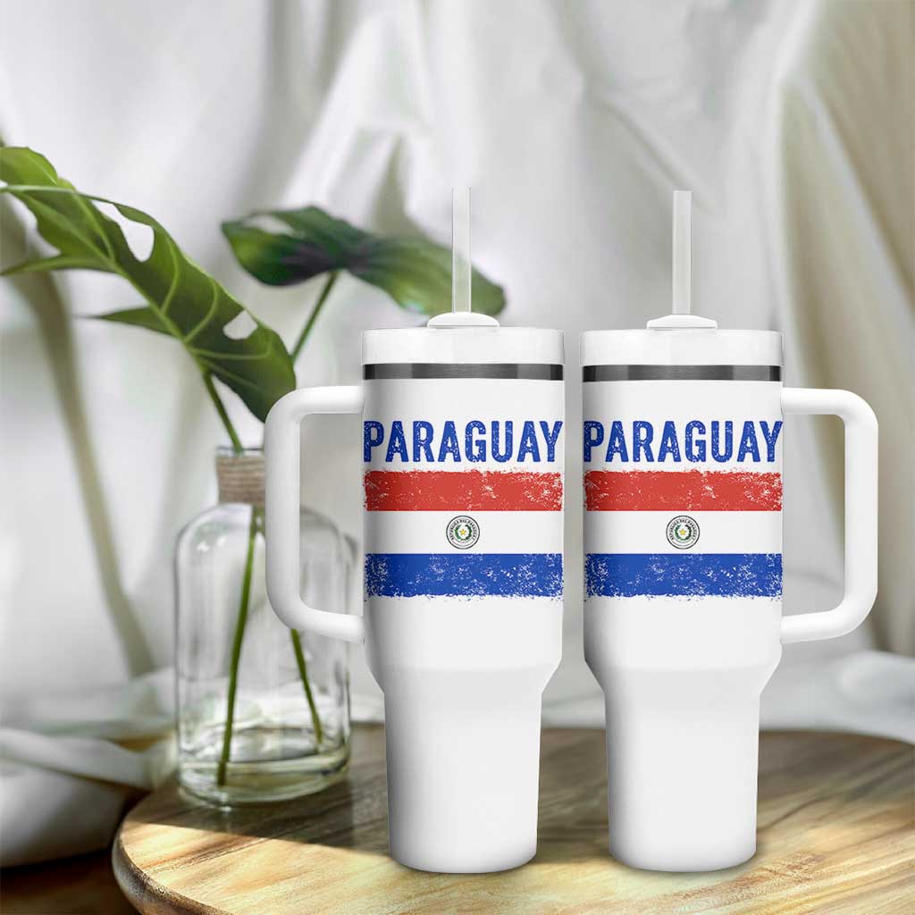 Vintage Paraguay Flag Distressed Paraguayan Pride Patriotic Soccer Fan Graphic Tumbler With Handle