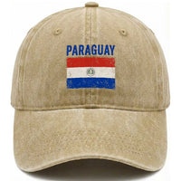 Vintage Paraguay Flag Distressed Paraguayan Pride Patriotic Soccer Fan Graphic Washed Cotton Baseball Cap