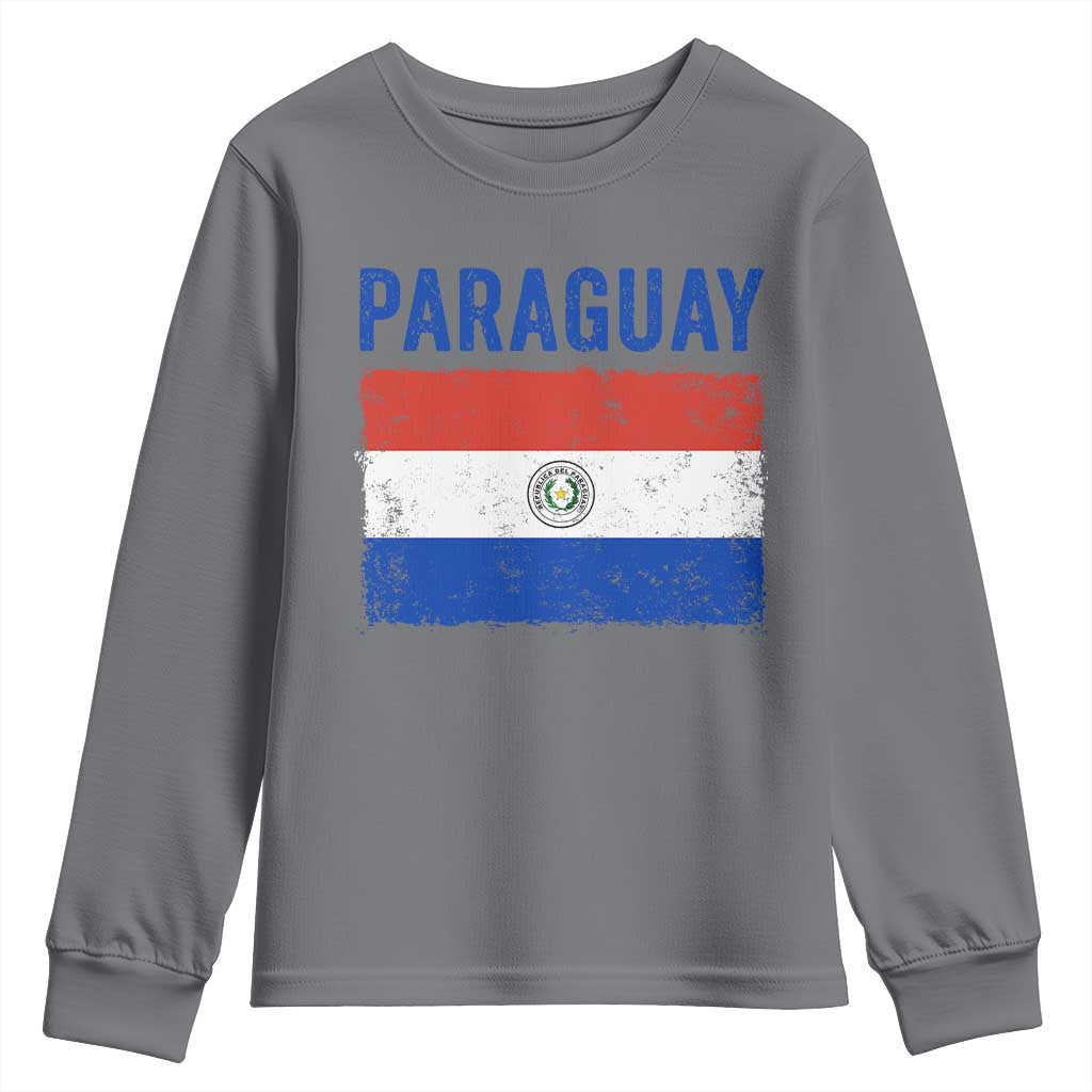 Vintage Paraguay Flag Distressed Paraguayan Pride Patriotic Soccer Fan Graphic Youth Sweatshirt