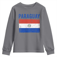Vintage Paraguay Flag Distressed Paraguayan Pride Patriotic Soccer Fan Graphic Youth Sweatshirt