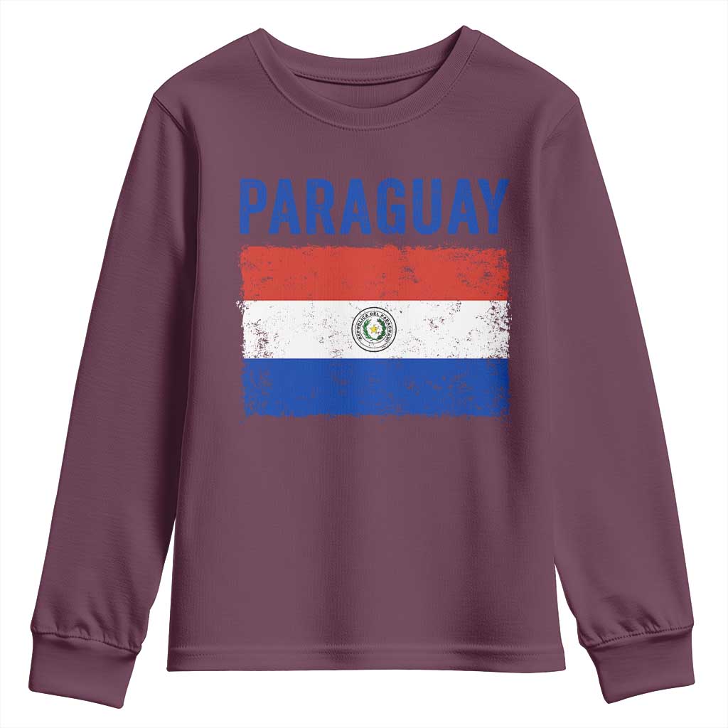 Vintage Paraguay Flag Distressed Paraguayan Pride Patriotic Soccer Fan Graphic Youth Sweatshirt