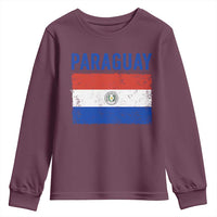 Vintage Paraguay Flag Distressed Paraguayan Pride Patriotic Soccer Fan Graphic Youth Sweatshirt