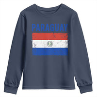 Vintage Paraguay Flag Distressed Paraguayan Pride Patriotic Soccer Fan Graphic Youth Sweatshirt
