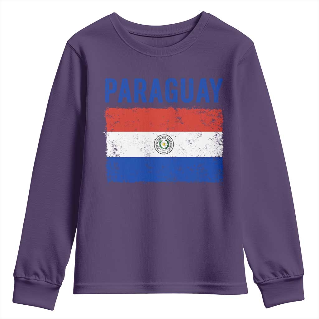 Vintage Paraguay Flag Distressed Paraguayan Pride Patriotic Soccer Fan Graphic Youth Sweatshirt