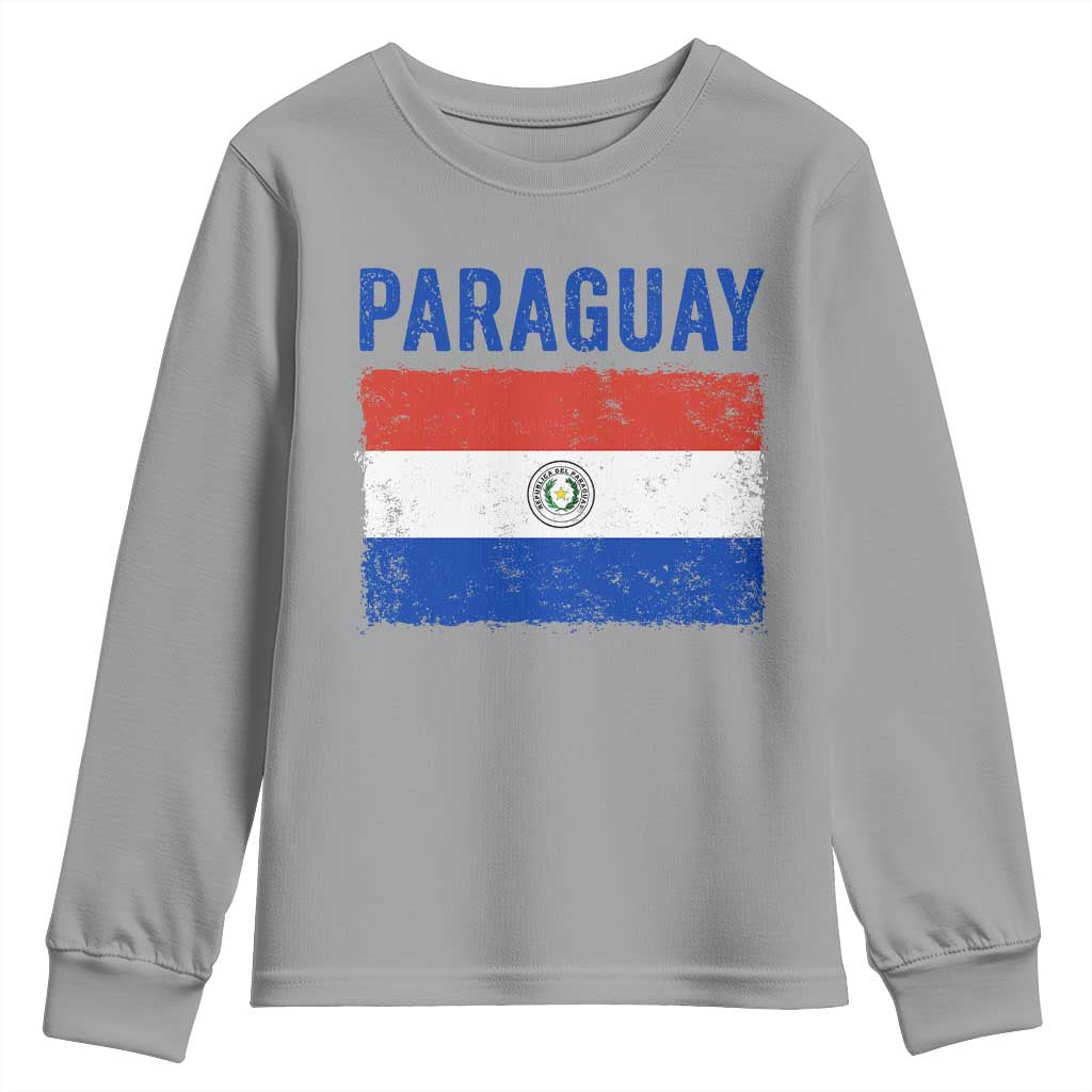 Vintage Paraguay Flag Distressed Paraguayan Pride Patriotic Soccer Fan Graphic Youth Sweatshirt