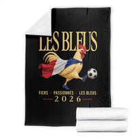 Les Bleus 2026 France Soccer Throw Blanket Rooster Wearing French Flag Patriotic Football Fan Graphic