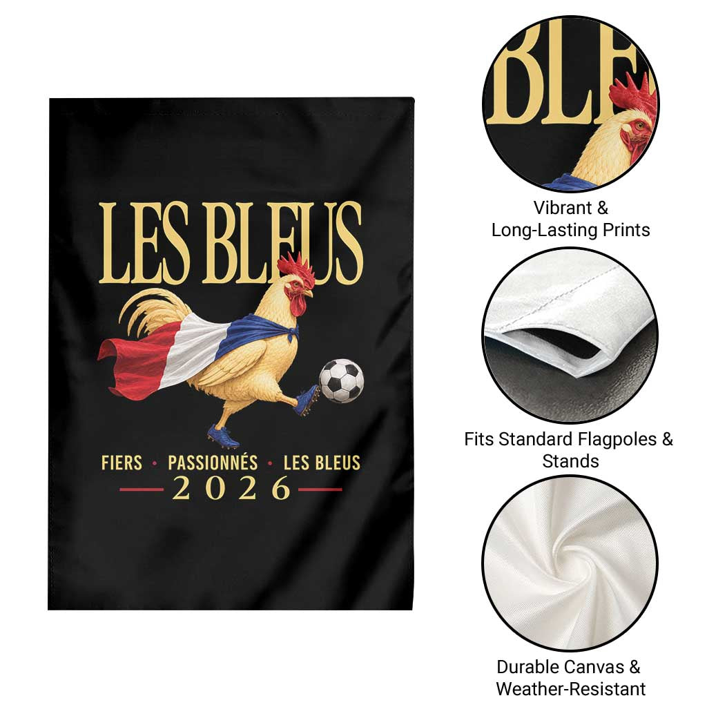 Les Bleus 2026 France Soccer Garden Flag Rooster Wearing French Flag Patriotic Football Fan Graphic